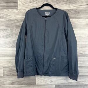 Cherokee Scrubs Jacket‎ Women's M Gray Workwear Core Stretch Full Zip Workwear